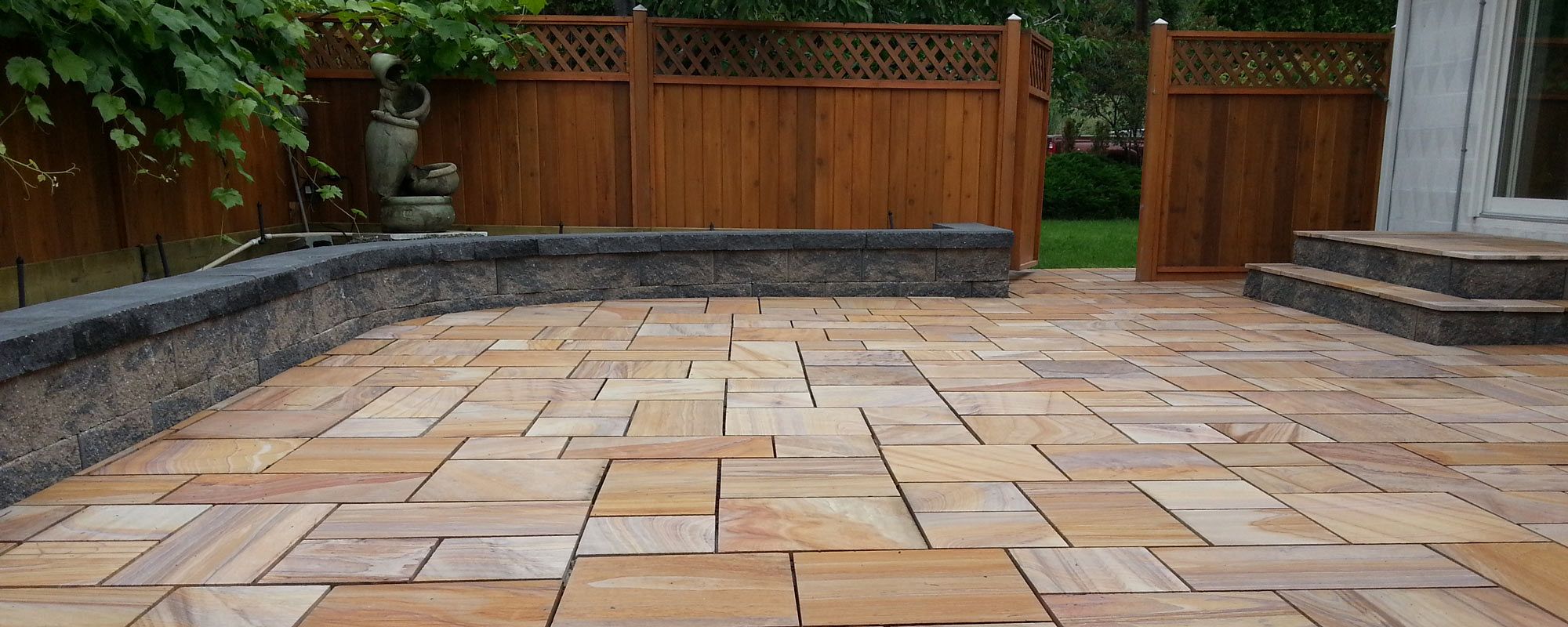Sandstone Slab Patio, Peachland B.C., Green & Grey Landscaping Inc.