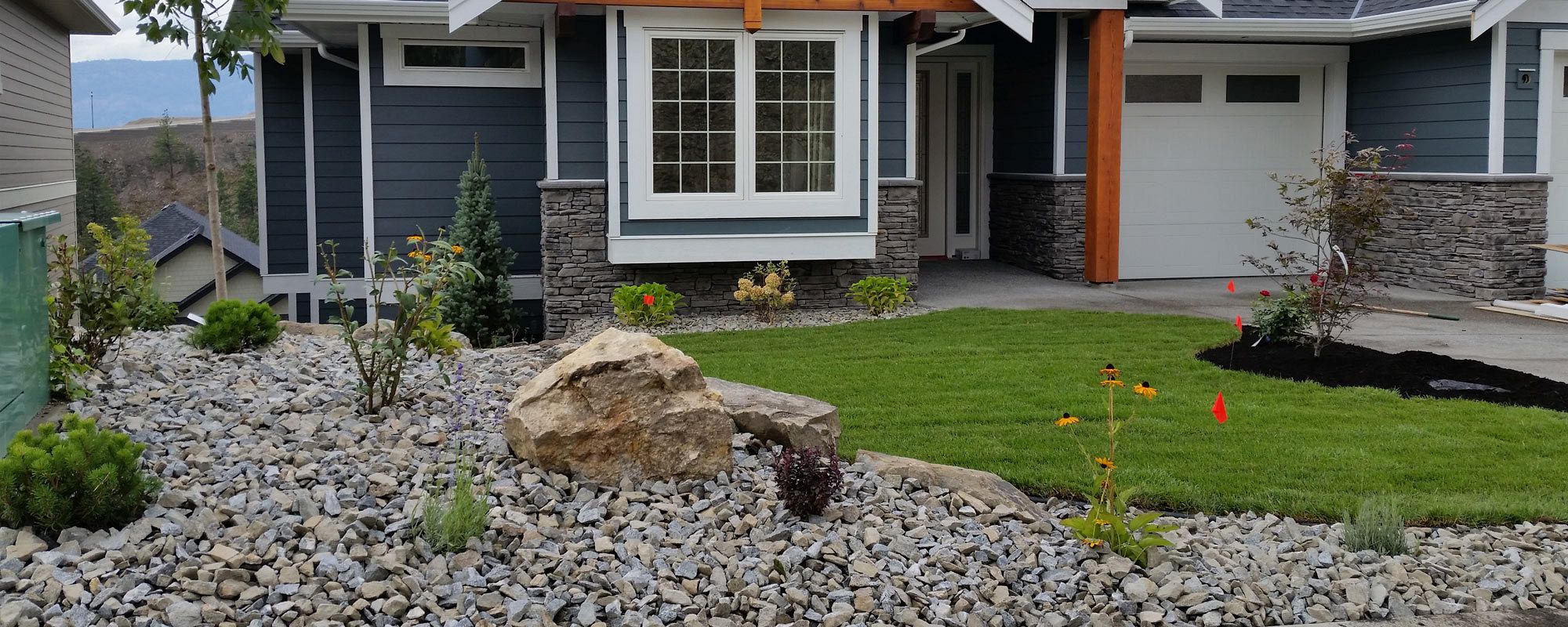 Minimalist front yard, Wilden Kelowna B.C., Green & Grey Landscaping Inc.